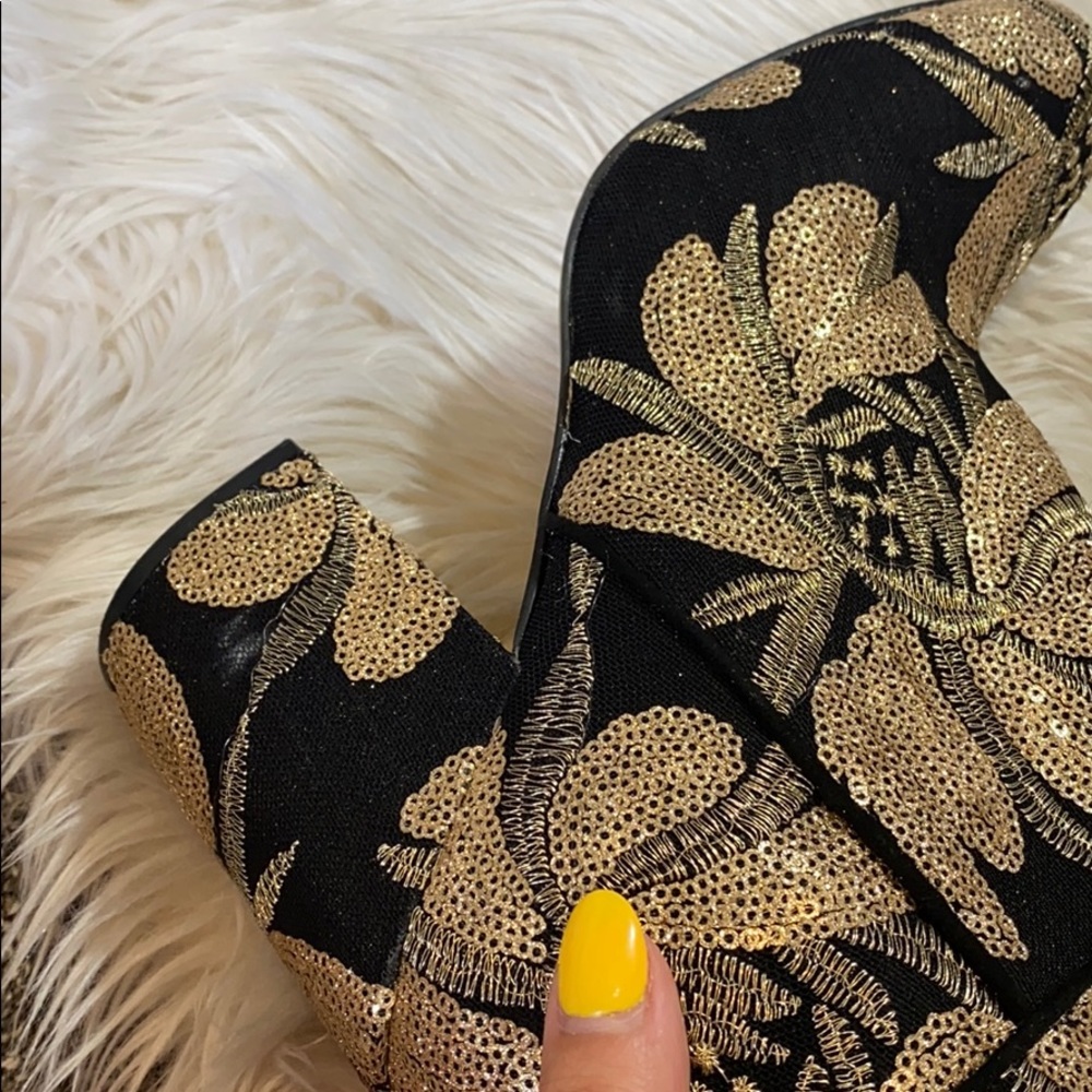 Steve Madden black and gold heeled glitter booties - Picture 6 of 6